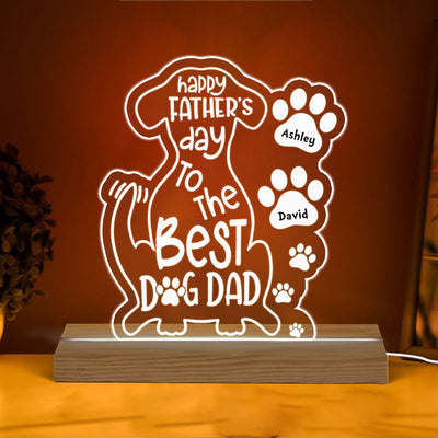 Happy Father‘s Day To The Best Dog Dad Personalized Warm Custom Shape LED Night Light