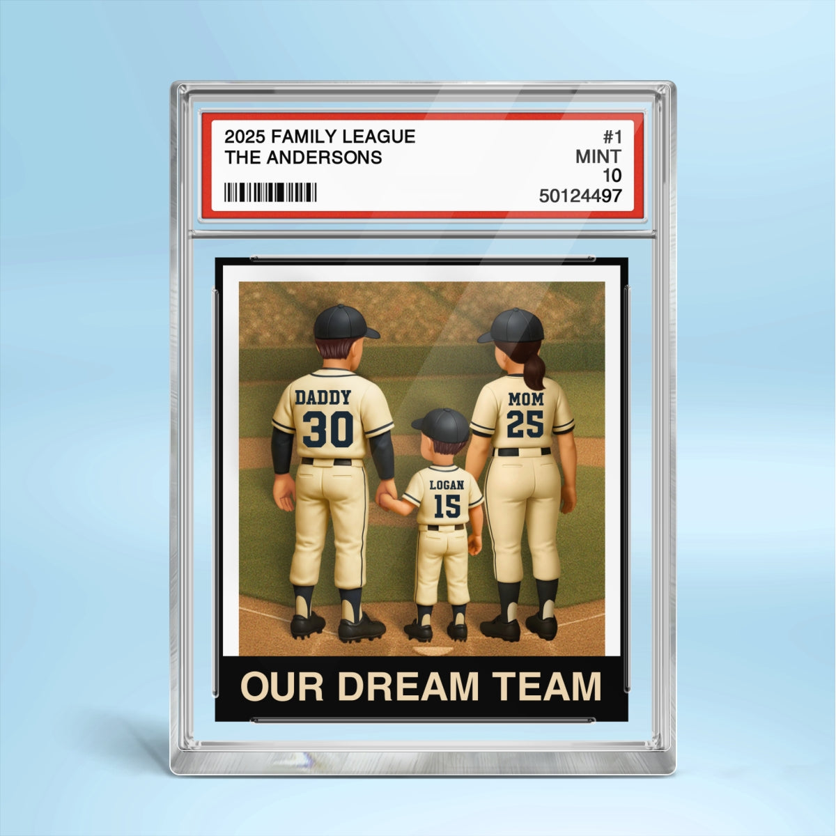 Baseball Family Couple & Kids Trading Card Style Personalized Acrylic Block Plaque