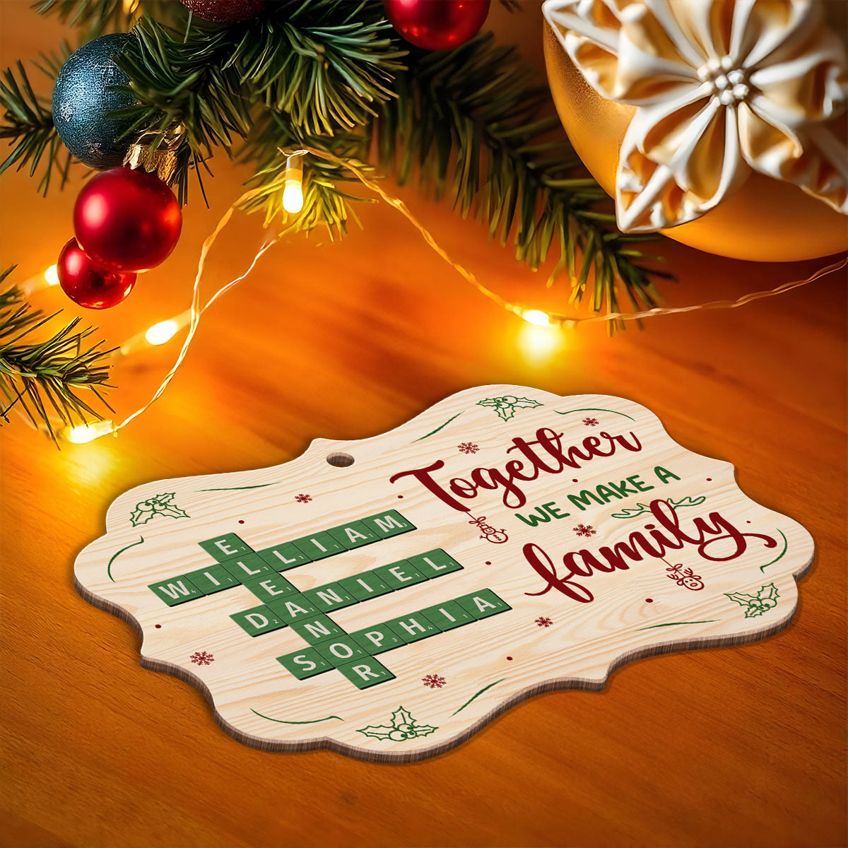Together We Make A Family Crossword Puzzle Personalized Wooden Ornament, Christmas Gift for Husband Wife, Daughter Son, Grandma Grandpa