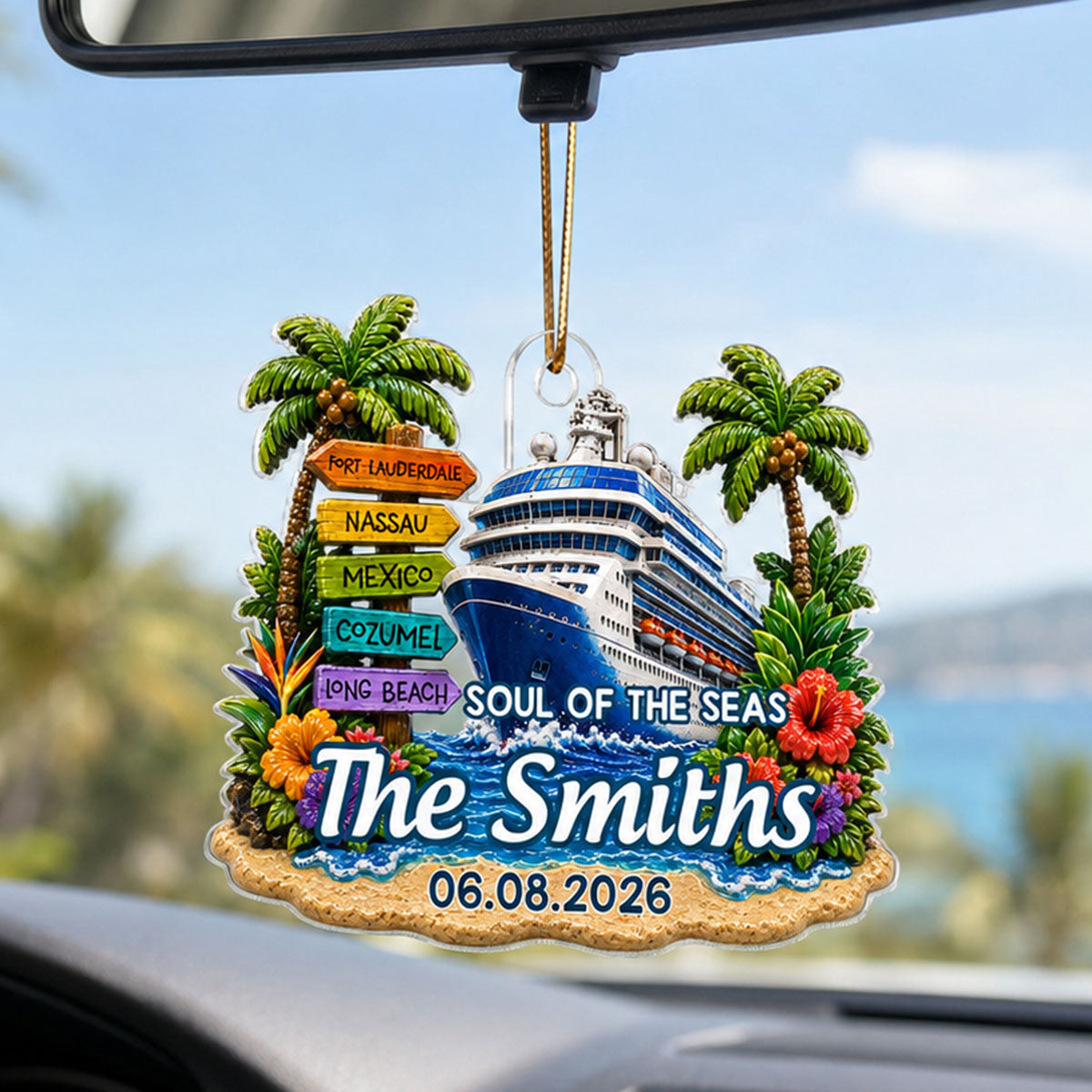 Cruise Travel Adventure Custom Traveling Destination - Personalized Acrylic Ornament - Cruise Ship Keepsake, Cruise Ship Vacation Gifts