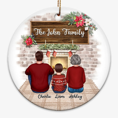 Families Sitting Christmas Gift Personalized Circle Ornament