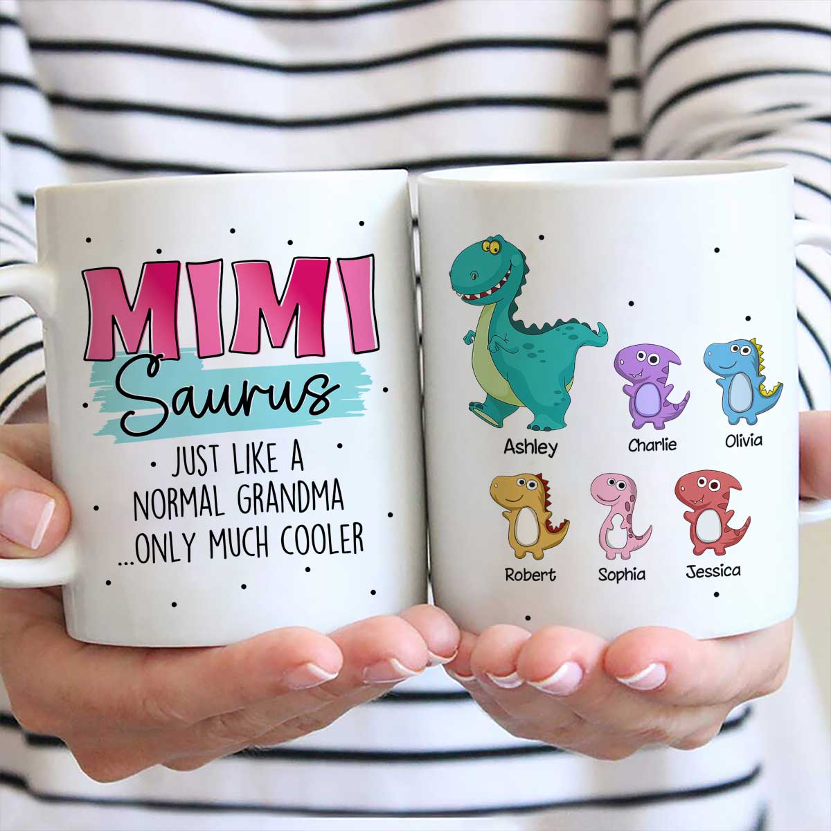 Grandmasaurus Mamasaurus Cute Dinosaurs Mother‘s Day Gift For Mom Grandma Personalized Mug