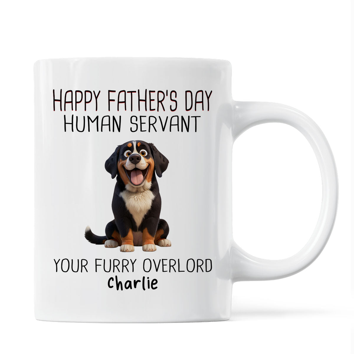 Happy Father's Day Human Servant Cartoon Funny Dogs Personalized Mug, Gift For Dog Dad