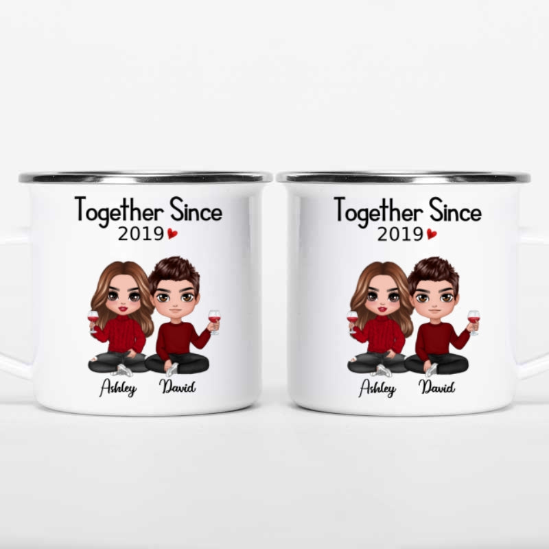 Doll Couple Sitting Gift For Him Gift For Her Personalized Campfire Mug