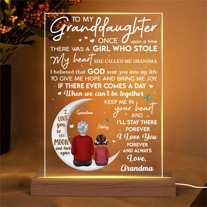 To My Granddaughter Grandma Personalized LED Night Light, Acrylic LED Lamp