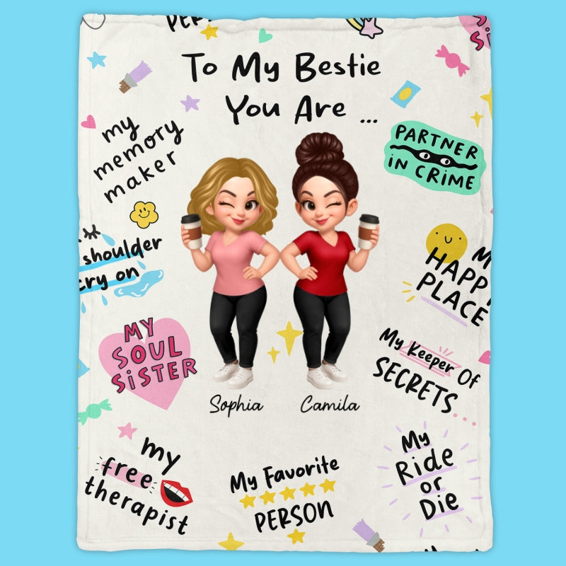 You Are My Bestie Fav Person Soul Sister Colorful Pretty Best Friends Personalized Fleece Blanket