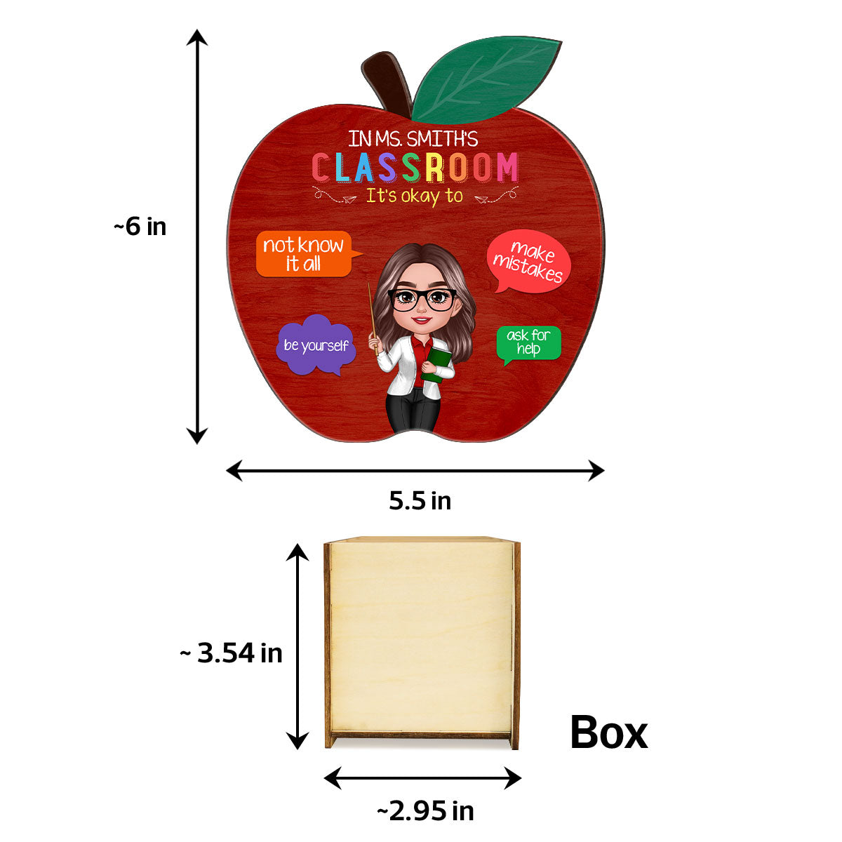 In This Classroom Personalized Apple Shaped Pen Pencil Holder, Back-to-School Gift for Teachers