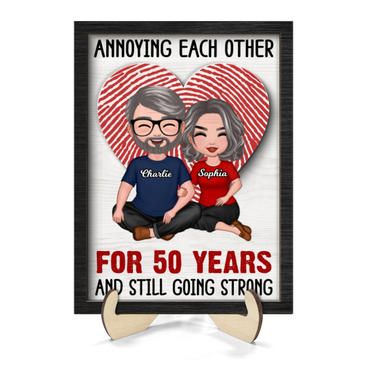 Annnoying Each Other Couple Personalized 2-Layer Wooden Plaque