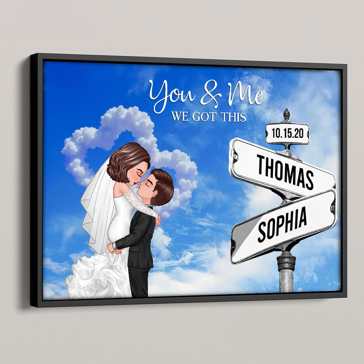Couple Wedding Personalized Crossroads Sign Couple's Name And Date On Street Sign Poster, Anniversary Gift, Wedding Gift,  Gift For Couple, For Him, For Her