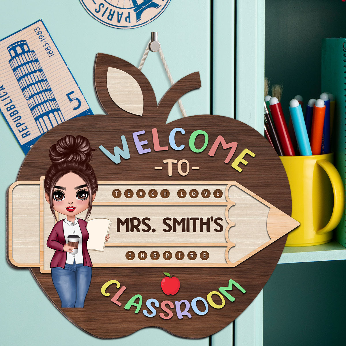Welcome To Teacher Class Personalized Wood Sign, Back To School Gift For Teacher, Office Decor