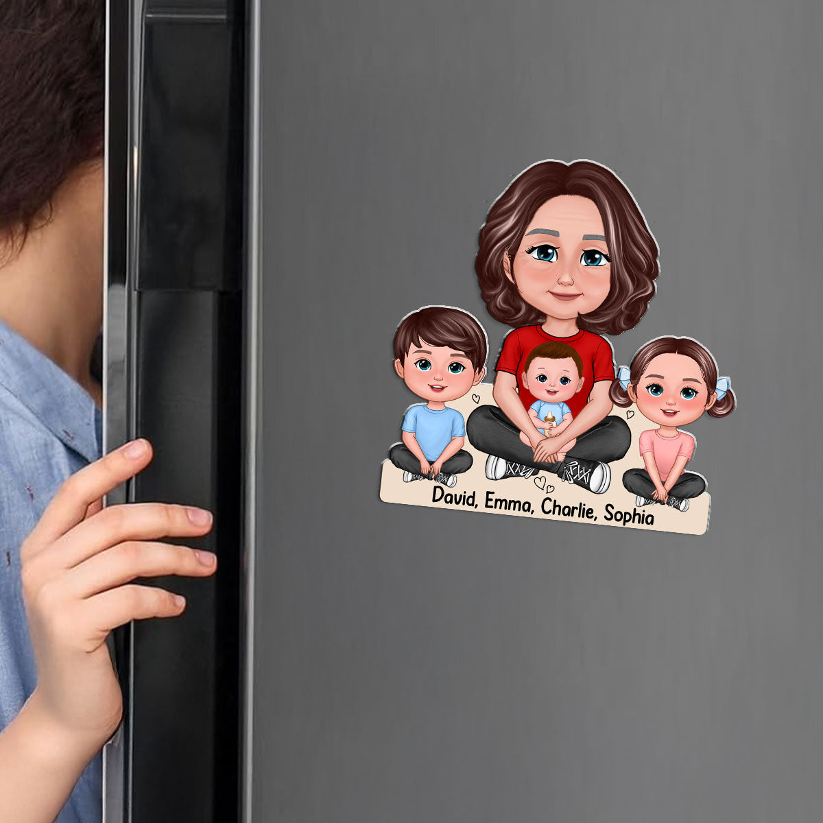 Grandma & Grandkid Crossed Legs Home Decor Gift For Grandma Personalized Acrylic Fridge Magnet