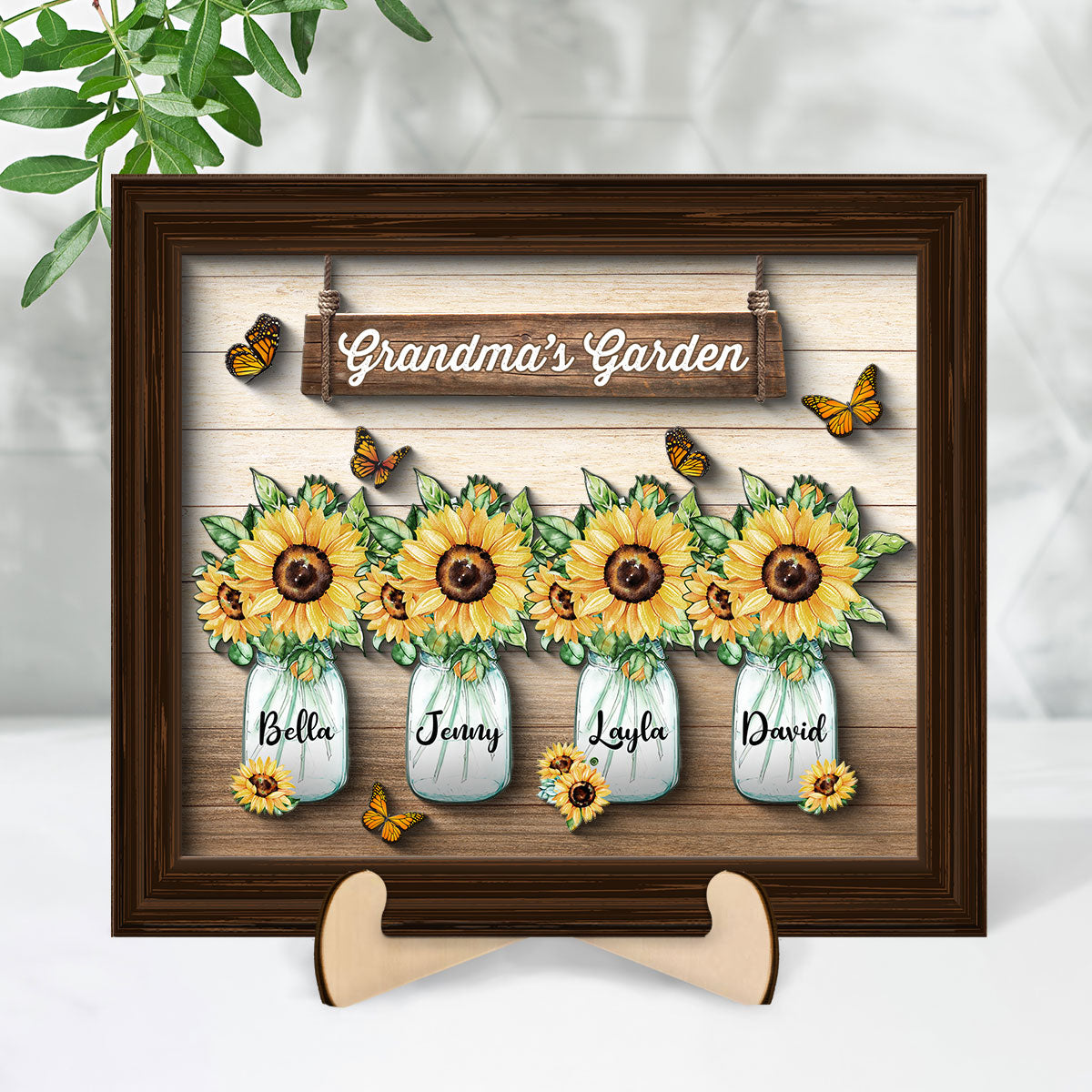 Grandma‘s Garden Personalized 2-Layer Wooden Plaque