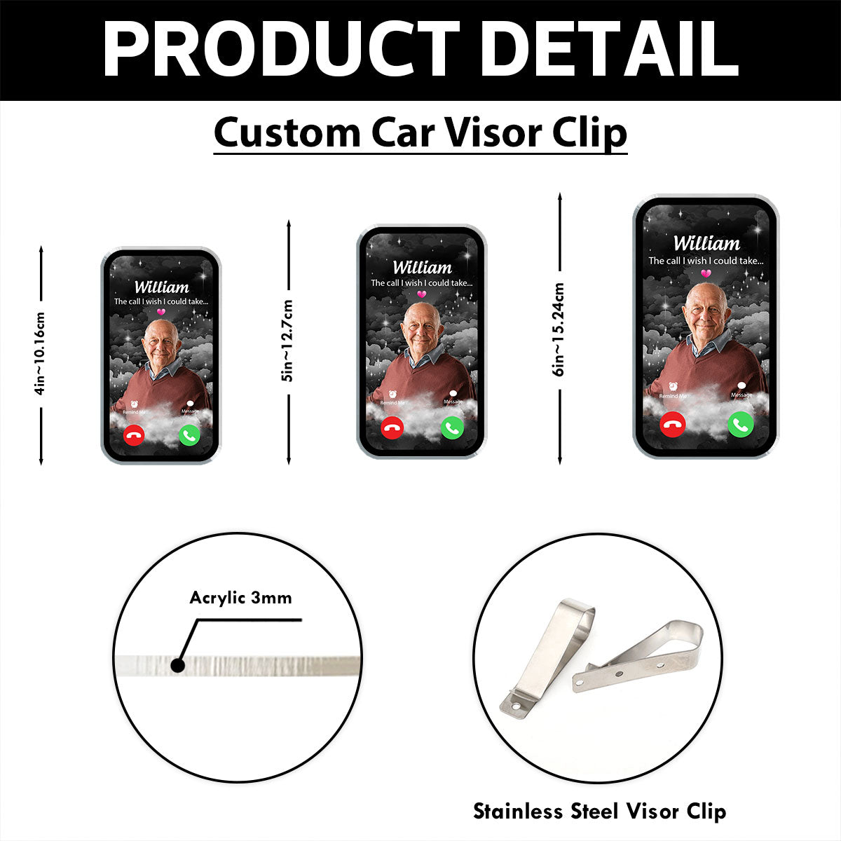 The Call I Wish I Could Take Memorial Gift Remembrance Keepsake Custom Photo Personalized Acrylic Car Visor