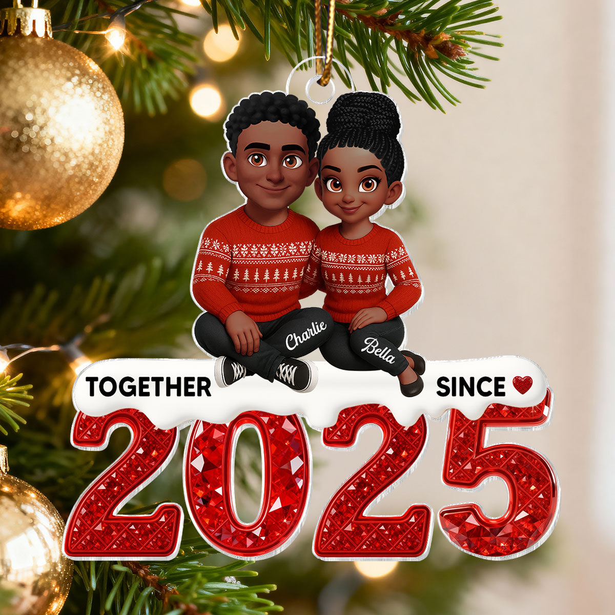 3D Effect Shining Effect Beautiful Couple Together Since Custom Year - Personalized Acrylic Ornament