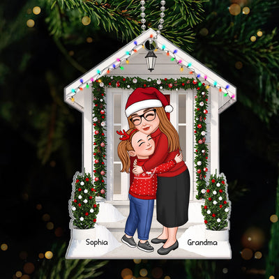 Grandma & Grandkid Hugging Front Door Personalized Acrylic Ornament