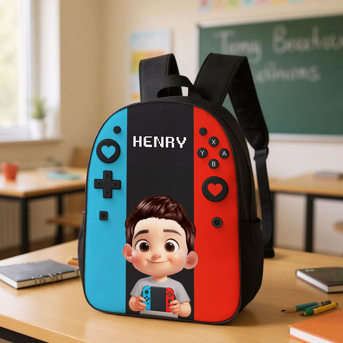 Personalized Gamer Backpack for Boys Girls, Back to School Backpack for Kids (Kid's Name is Optional)