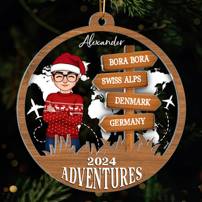 Personalized Travel Adventure Ornament, Custom Traveling Destination Ornament, Travel Gift, Christmas Gift, Gift for Travelers