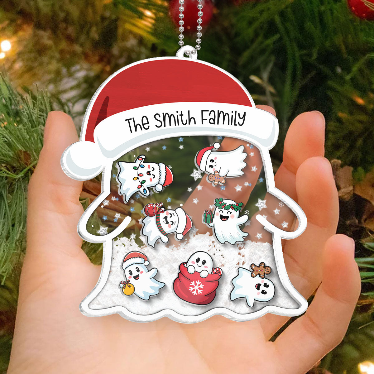 Christmas Ghost Family Personalized Shaker Ornament