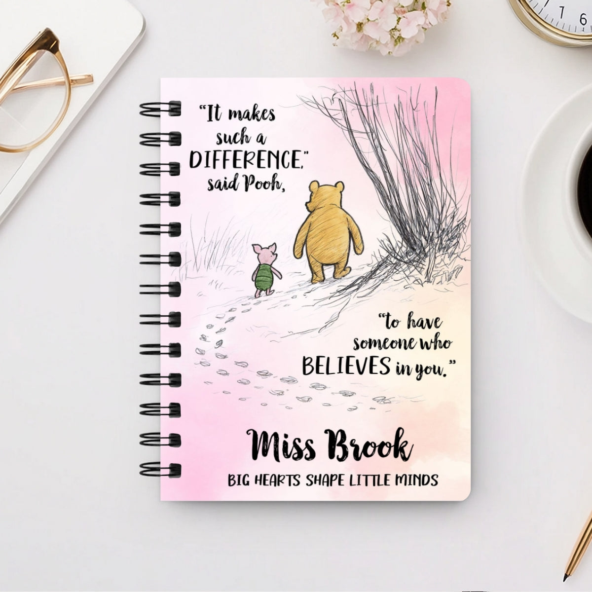 Someone Believes In You Personalized Spiral Notebook Journal, Teacher Gifts, Appreciation Gift