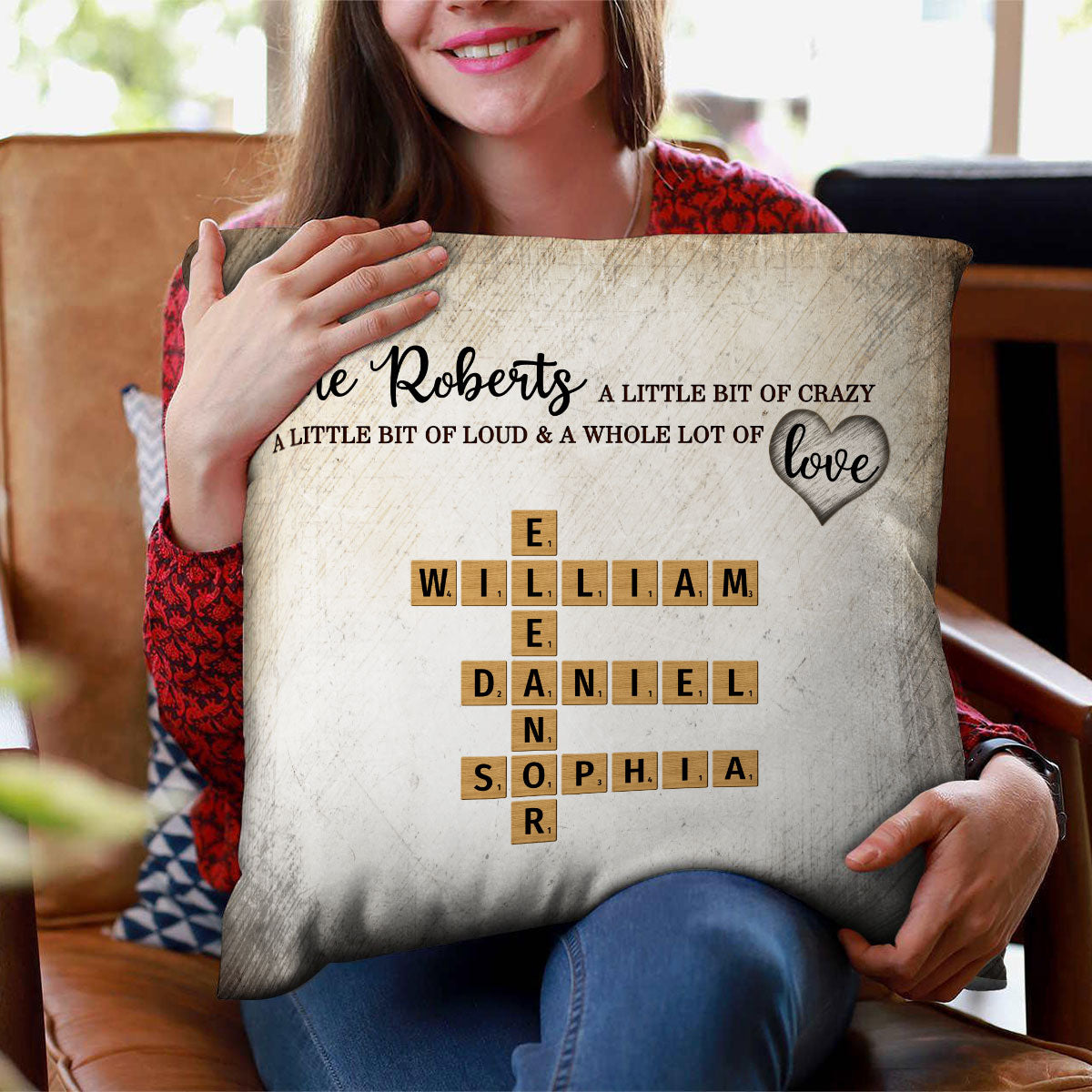 Family Whole Lot Of Love Crossword Puzzle Art - Captured In A Moment, Cherished For A Lifetime Personalized Pillow