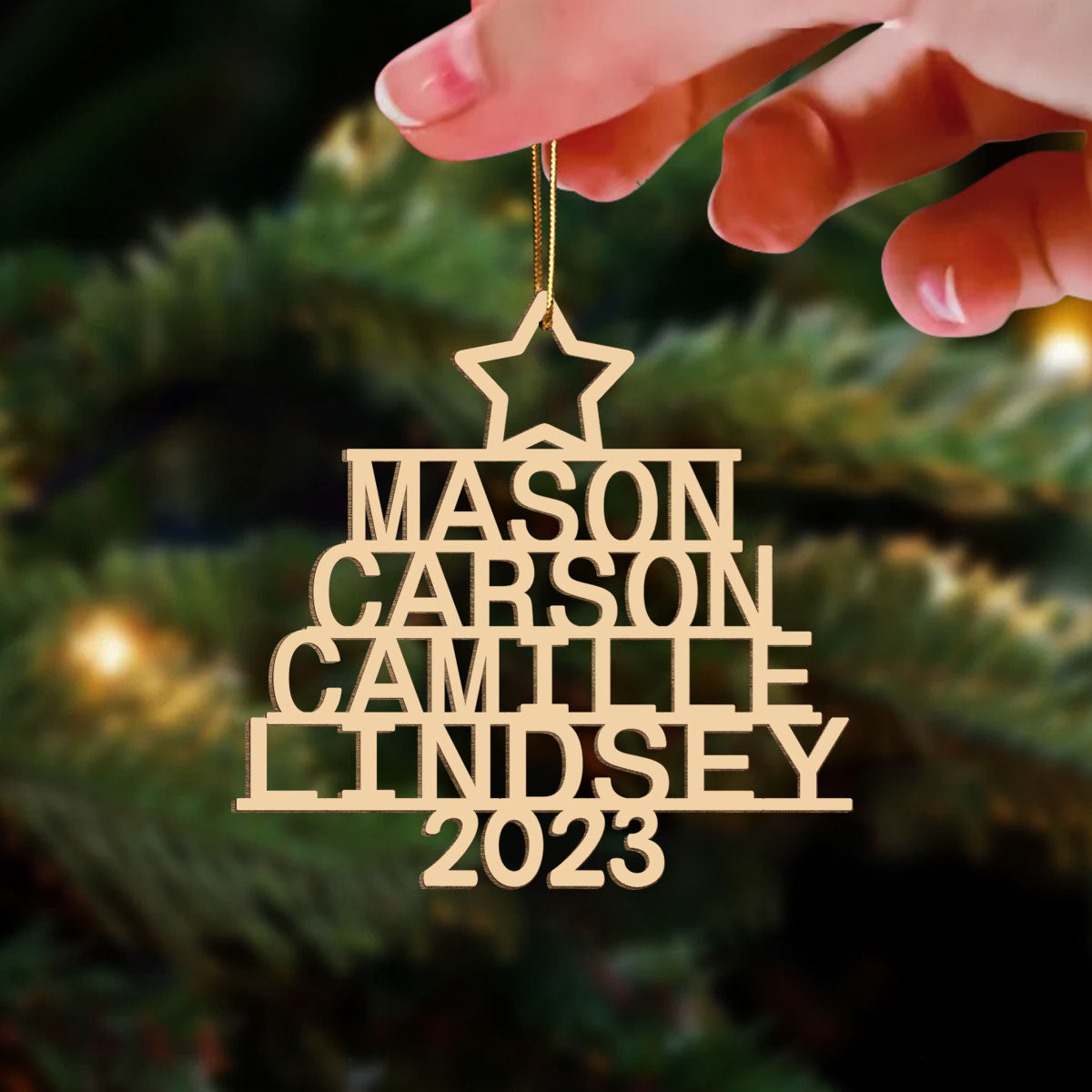 Family Members Names Christmas Decor Personalized Wooden Ornament