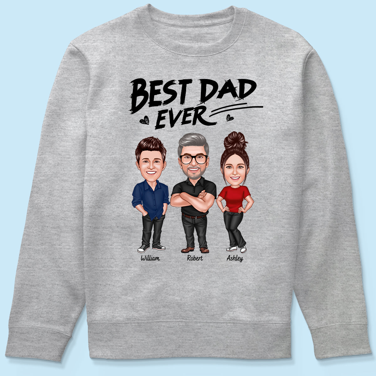 Best Dad Ever Caricature Man And Kids Personalized Shirt, Father's Day gift for Dad, for Grandpa, for Husband