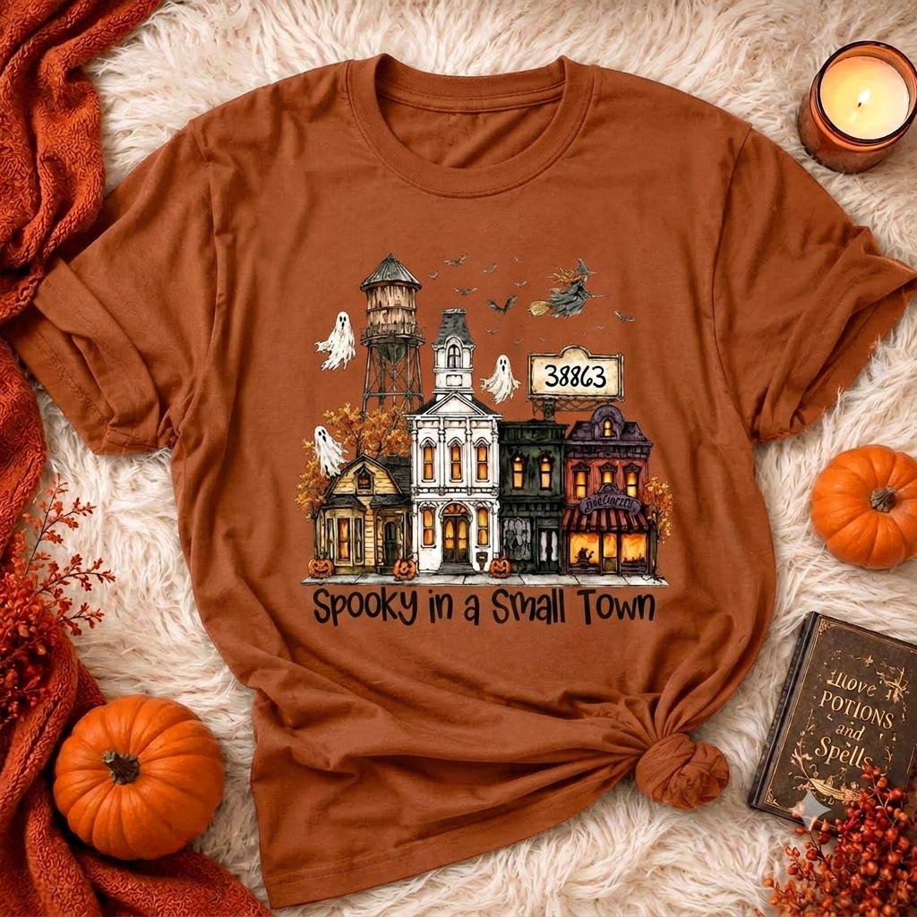 Custom Zip Code Halloween Town - Personalized Shirt - Custom Town Name, Spooky Village Fall