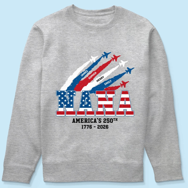 Proud Mom Grandma Nation Flag American 250th Anniversary Light Color - Personalized Shirt - Gift For Mom, Grandma
