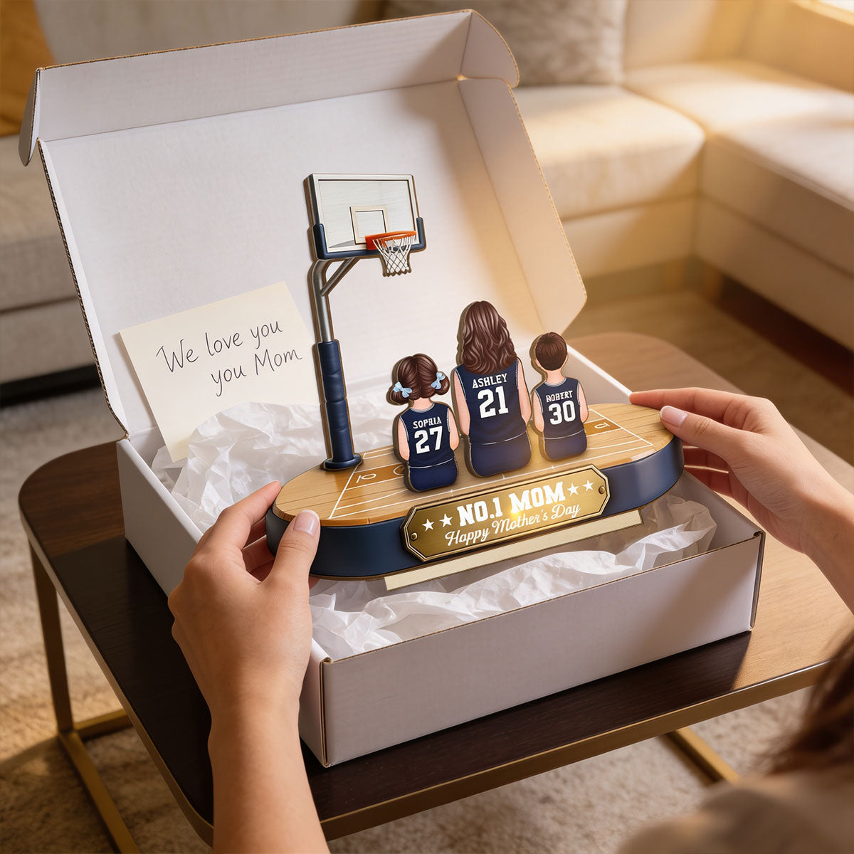 Mommy's Basketball Dream Team - Personalized 2-Layered Wooden Plaque - Father's Day Gift For Basketball Mom