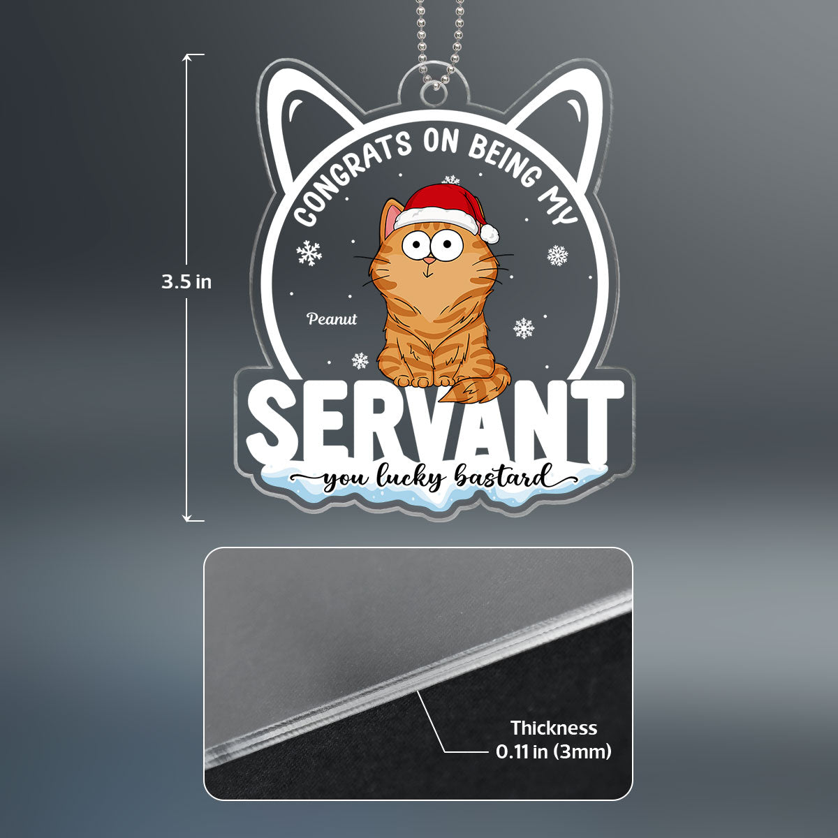 Congrats On Being My Cat Mom Human Servant Funny Cat Expression Personalized Acrylic Ornament