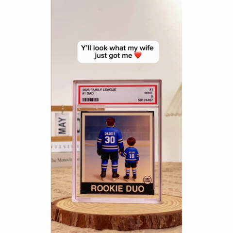 Hockey No. 1 Dad Man & Kids Trading Card Style - Personalized Acrylic Block Plaque