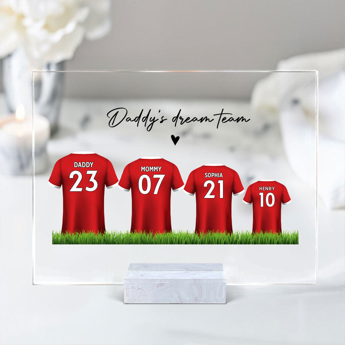 Daddy's Team Soccer Shirt Personalized Acrylic Plaque