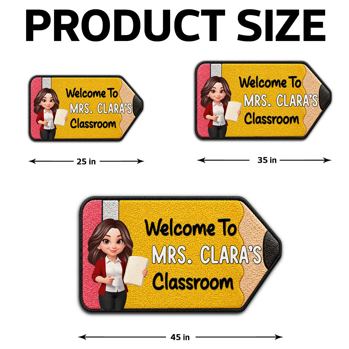 Happy Pencil Teacher Welcome To Classroom - Personalized Doormat - Back To School Gift For Teacher, Classroom Decor