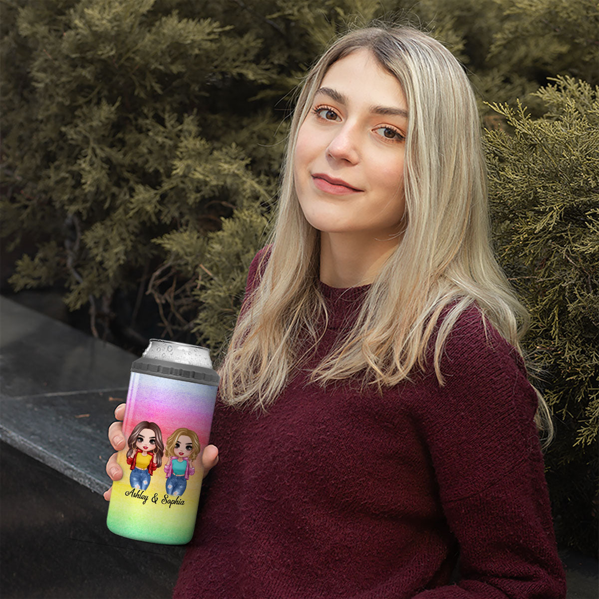 Cool Besties Colorful Personalized 4 In 1 Can Cooler