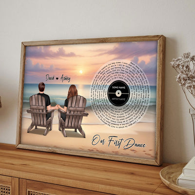 You And Me Beach Landscape Favorite Song Vinyl Lyrics Personalized Poster, Heartfelt 2025  Gift, Anniversary Gift, Birthday Gift For Him, For Her, Boyfriend, Girlfriend, Husband, Wife