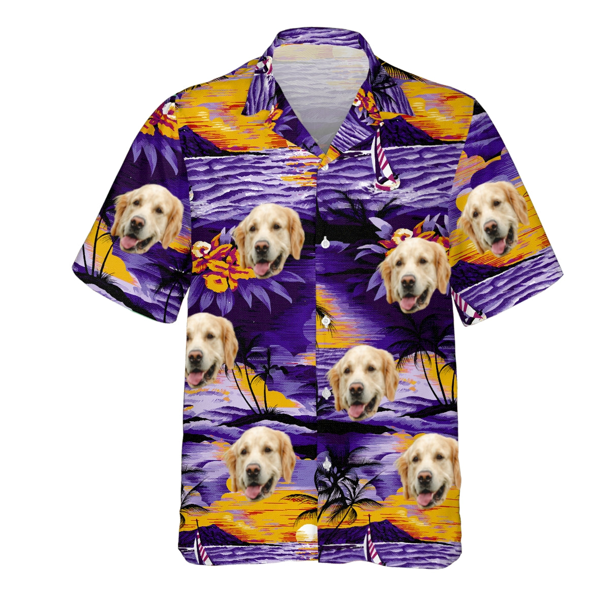 Tropical Pattern Custom Dog Cat Face Personalized Hawaiian Shirt