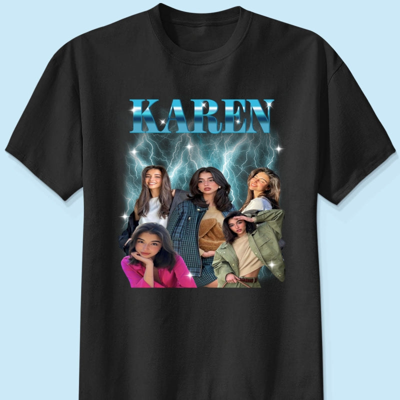 Custom Photo Bootleg Girlfriend 6 Face 90s Retro Vintage T-Shirt, Shirt with Face on It for Boyfriend Birthday Gift, Pictures Tee for Couple