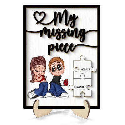 Y2K Couple My Missing Piece Personalized 2-layer Wooden Plaque,  Gift For Him, For Her