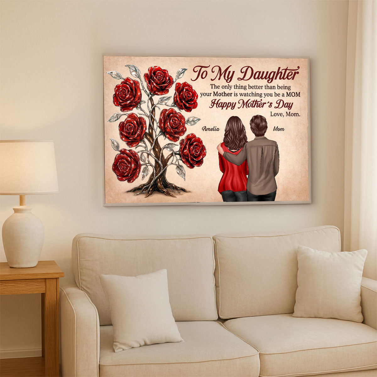 3D Effect Rose Tree To My Daughter From Mom Personalized Poster, Gift For Daughter