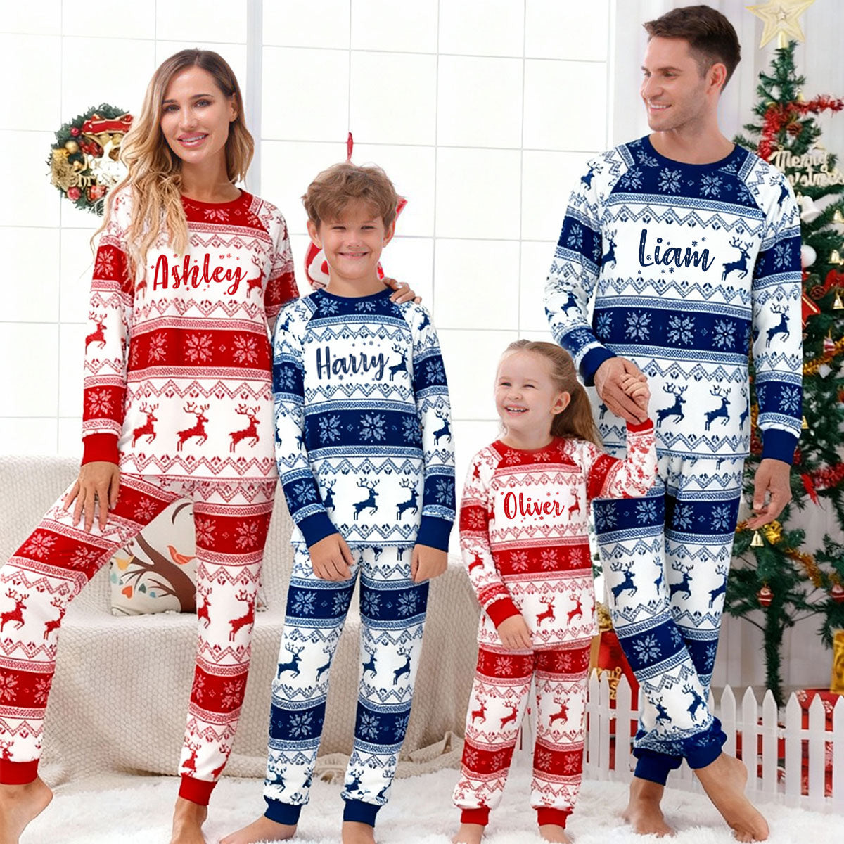 Christmas Ugly Sweater Pattern - Personalized Family Matching Pajamas