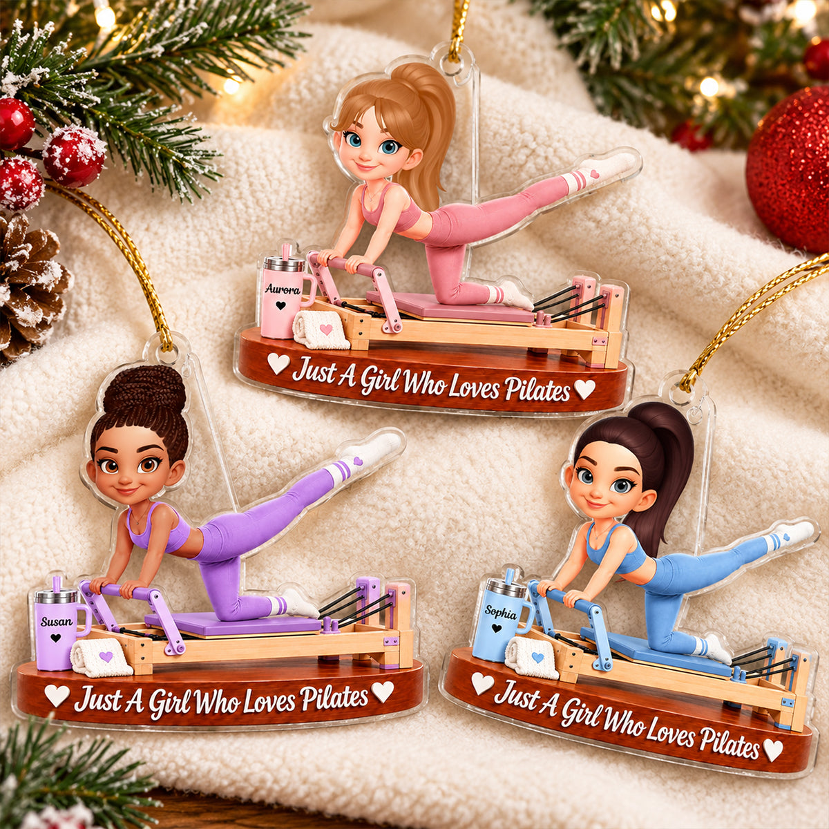 Just A Girl Who Loves Pilates - Personalized Acrylic Ornament - Christmas Gift for Wife, Daughter, Friend