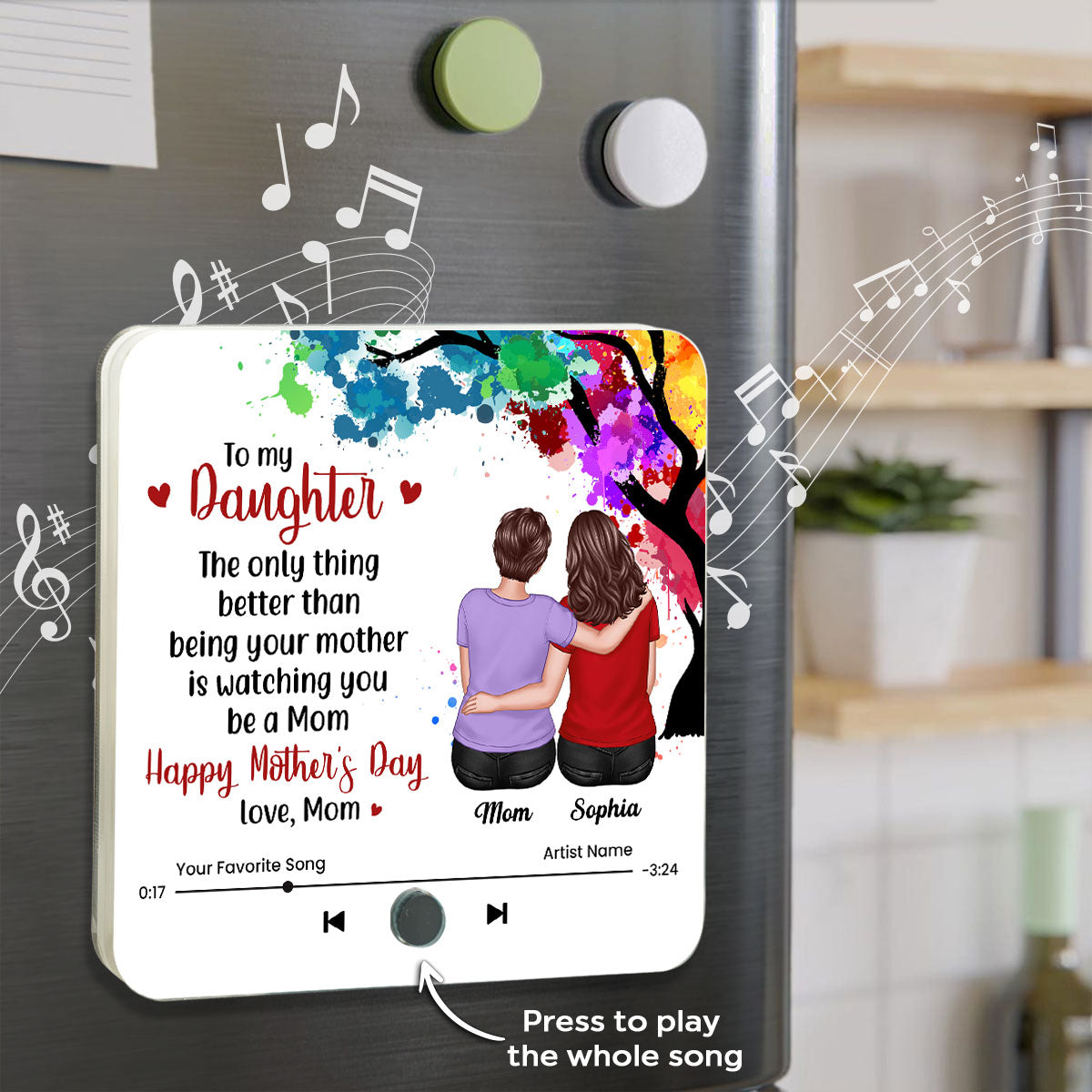 From Mom To My Daughter Personalized Music Fridge Magnet, Heartfelt Gift for Daughter, Daughter-in-law
