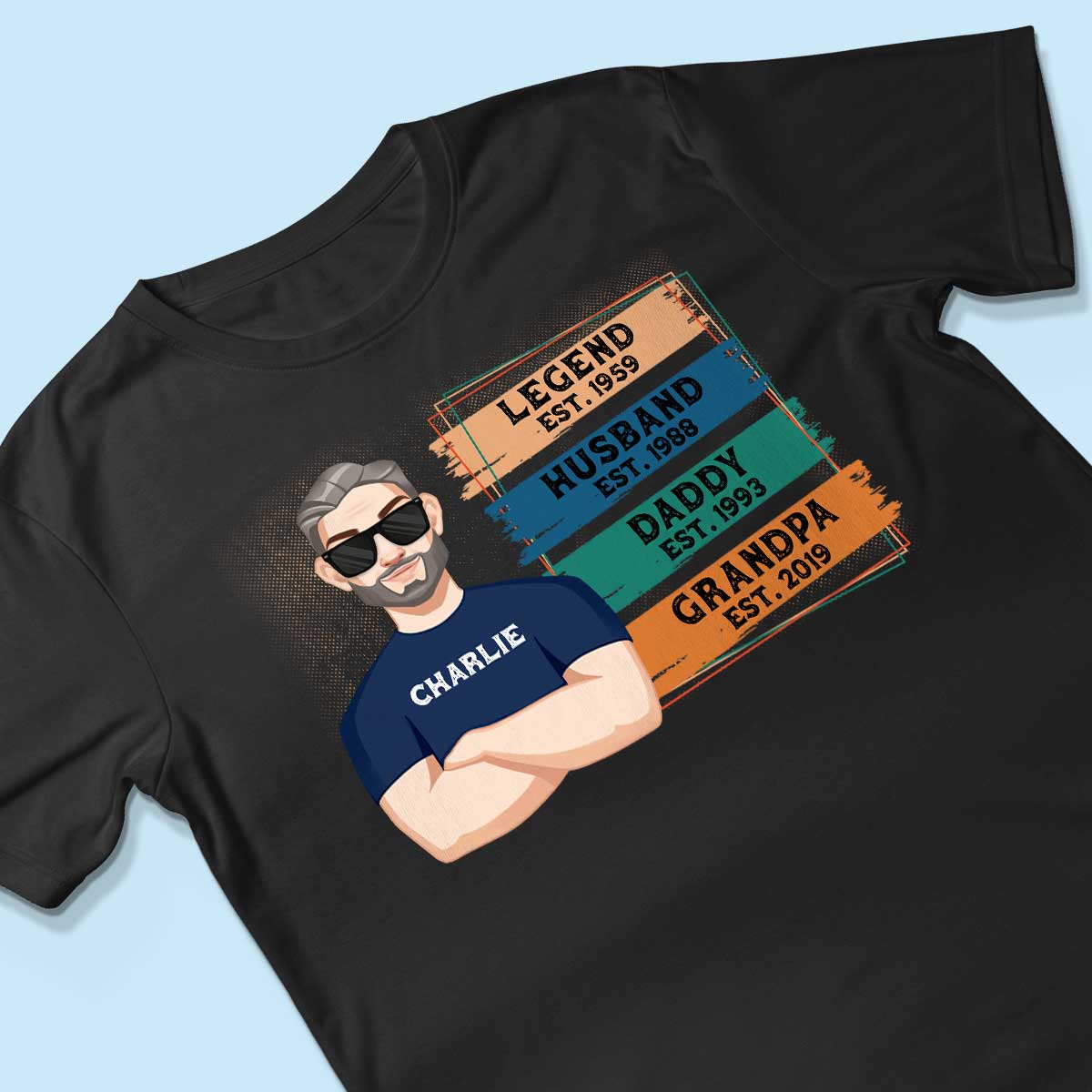 Legend Grandpa Est. Wooden Texture Personalized Shirt