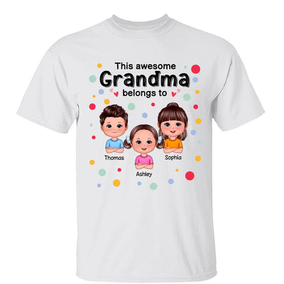 This Mom Grandma Dad Grandpa Belongs To Cute Doll Kids Colorful Dot Personalized Shirt