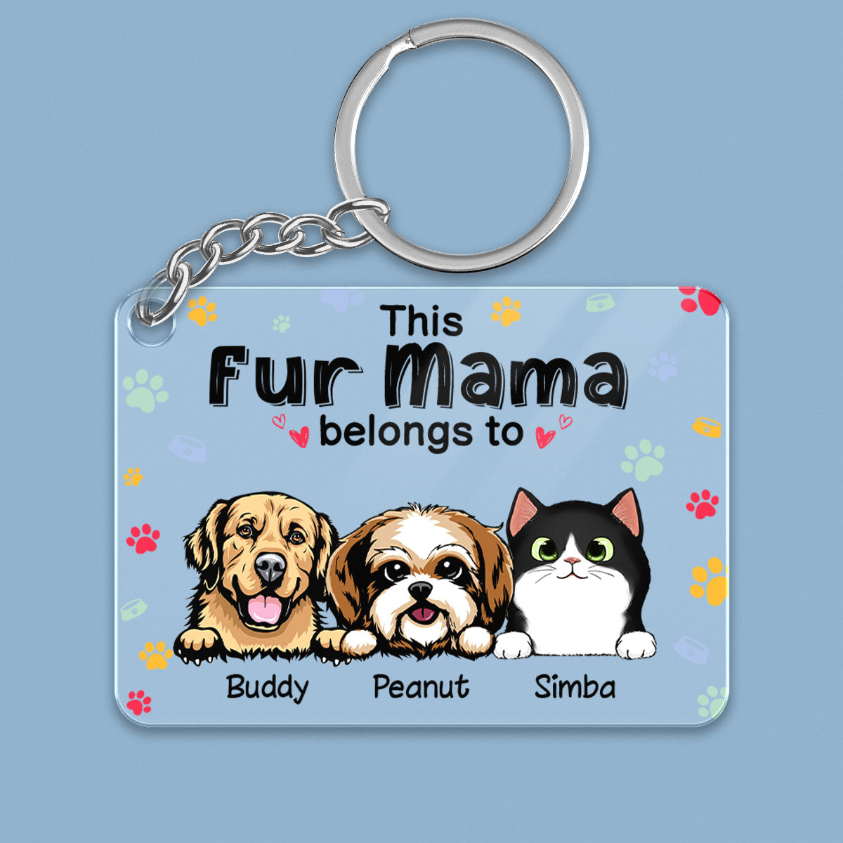 This Cat Dog Dad Mom Belongs To Personalized Acrylic Keychain
