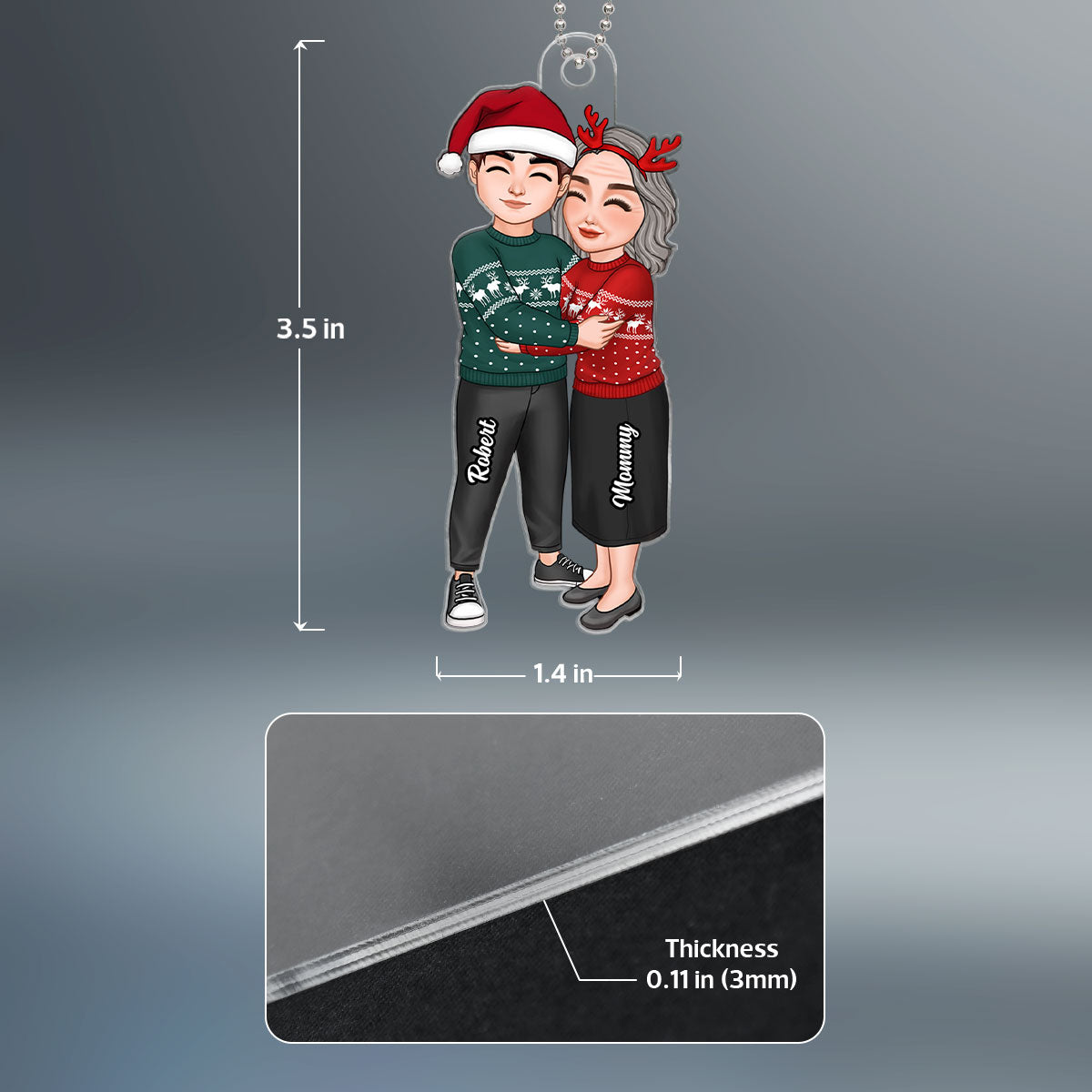 Mom & Daughter Son Hugging Christmas Gift For Kids Children Personalized Acrylic Ornament