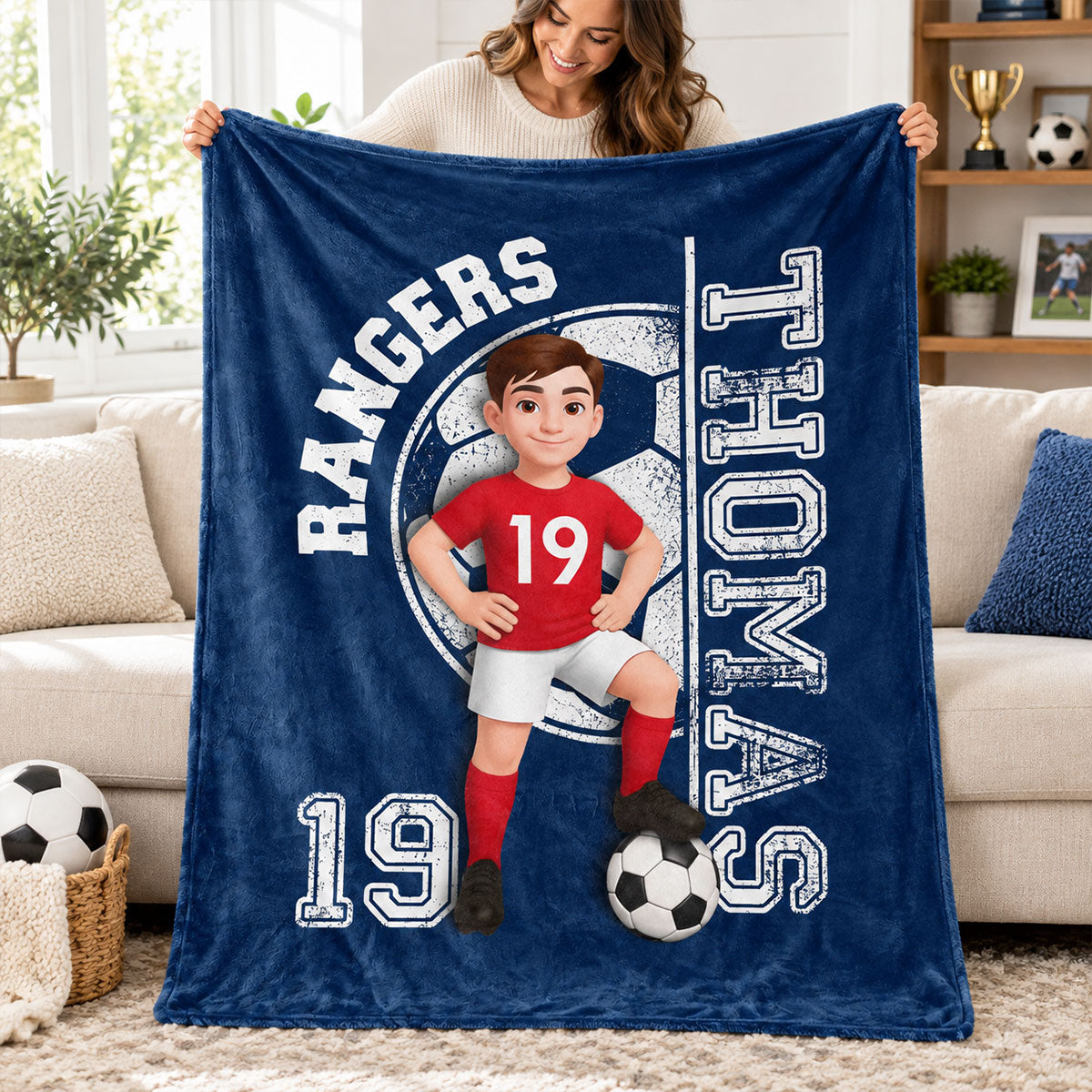 Custom Team Name Soccer Player - Personalized Fleece Blanket - Soccer Senior Gift, Christmas Gift for Daughter, Son, Grandkids