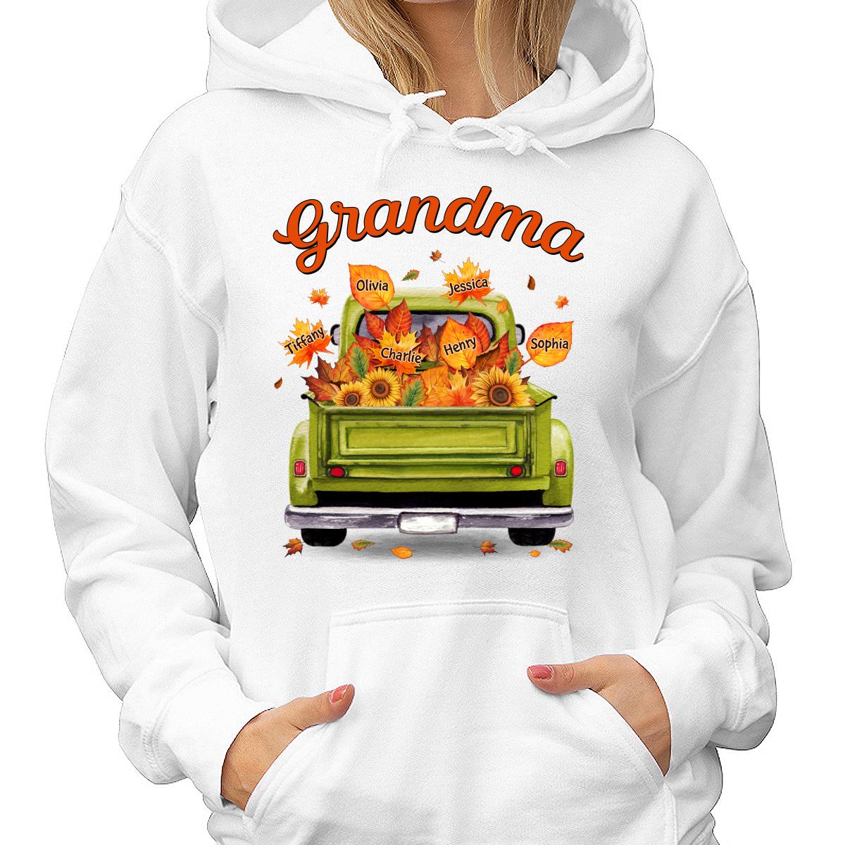Grandma Mom Truck Leaves Fall Season Personalized Shirt