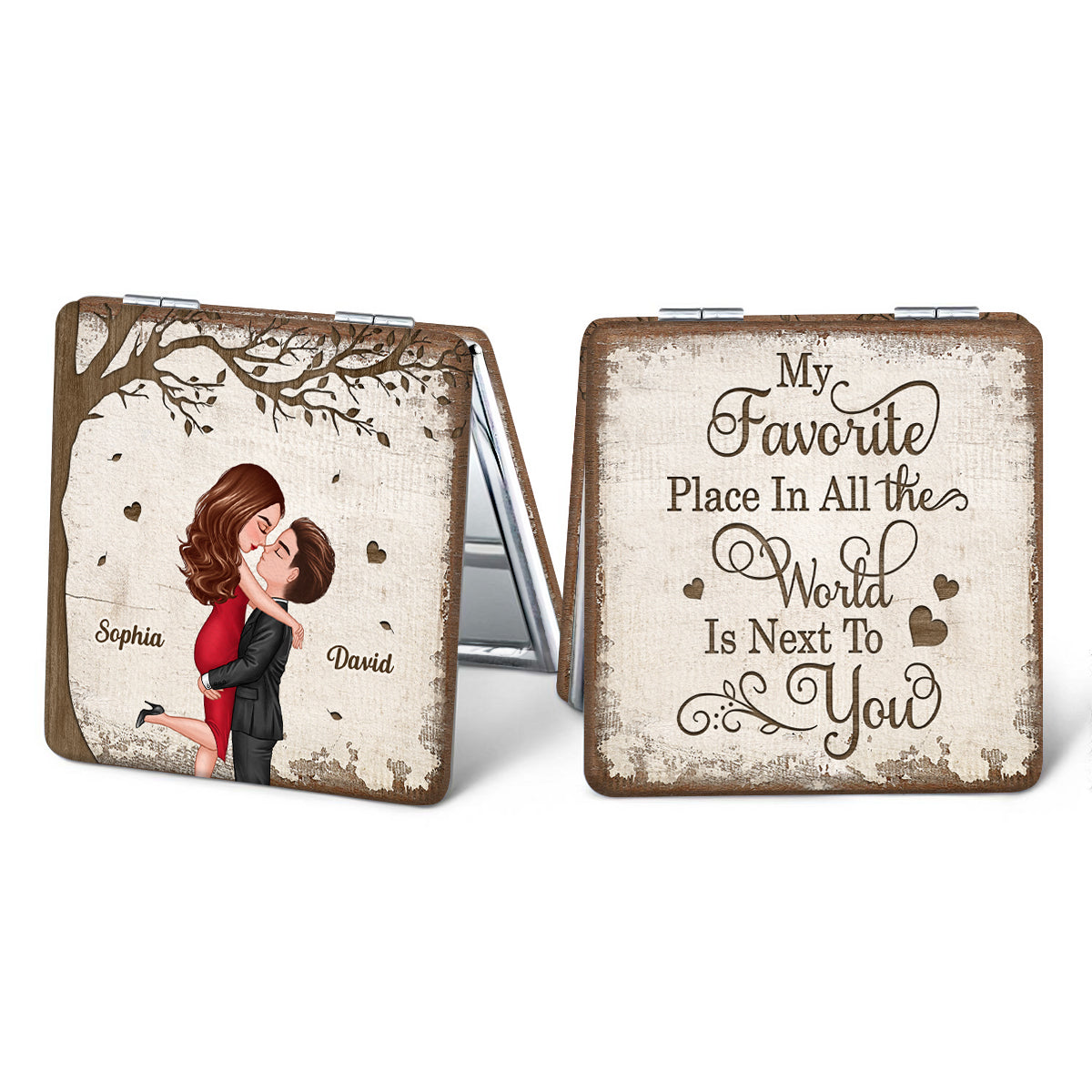 Favorite Place In The World Couple Kissing Personalized Compact Mirror