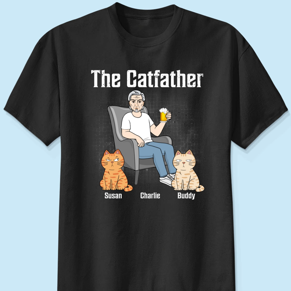 The Catfather Cat Dad Sitting On Chair Personalized Shirt